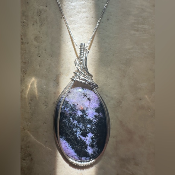 artifice jewelry Jewelry - SALE- 🌙 Sterling Silver Natural Charolite Stone Necklace Pendant
